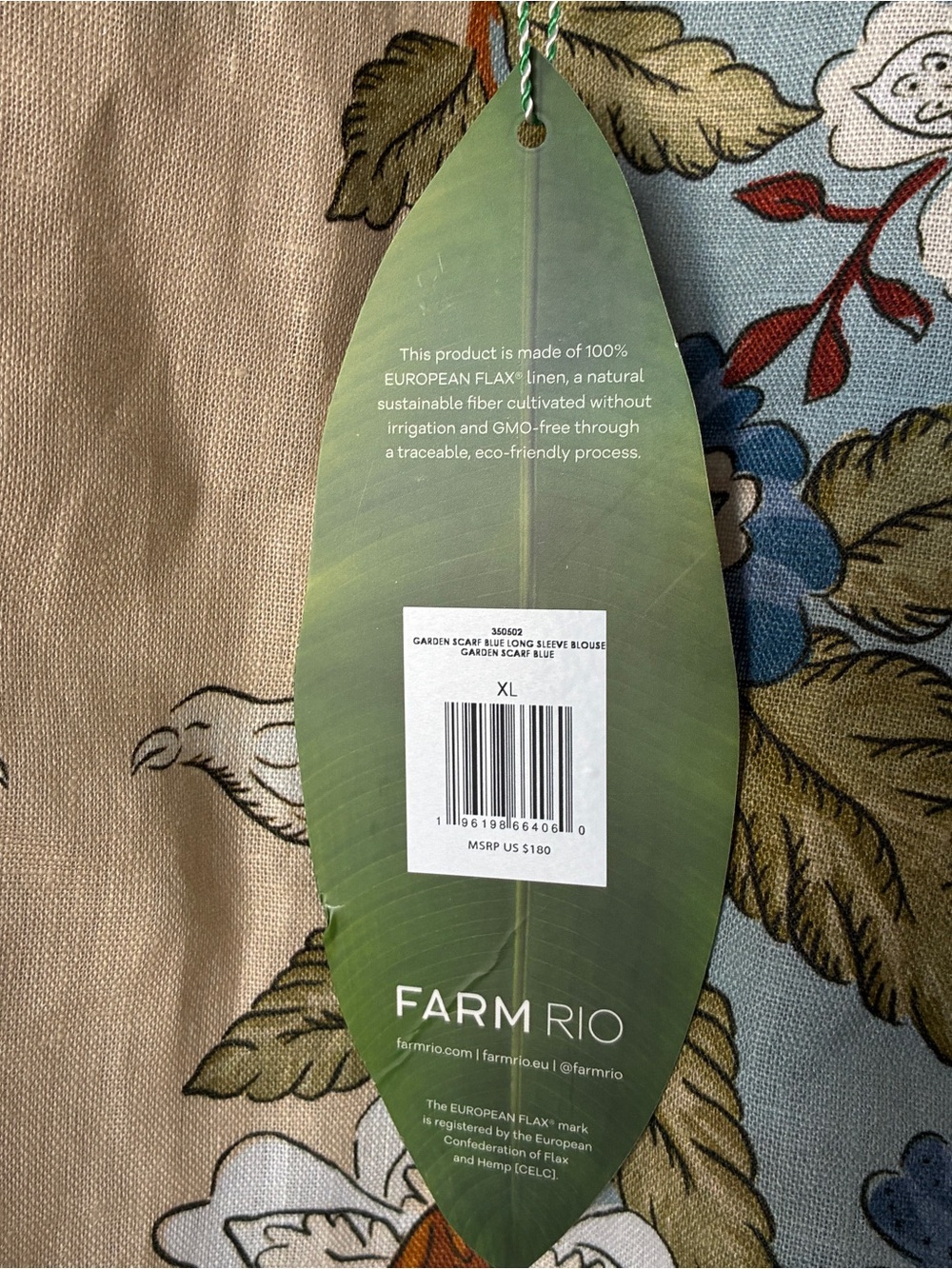 FARM Rio garden scarf blue long sleeve blouse - Picture 6 of 7